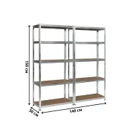 Набор из 2-х стеллажей LEOBRO Premium 150x140x30 см, 175кг/полка, 5 полок, для гаража, склада