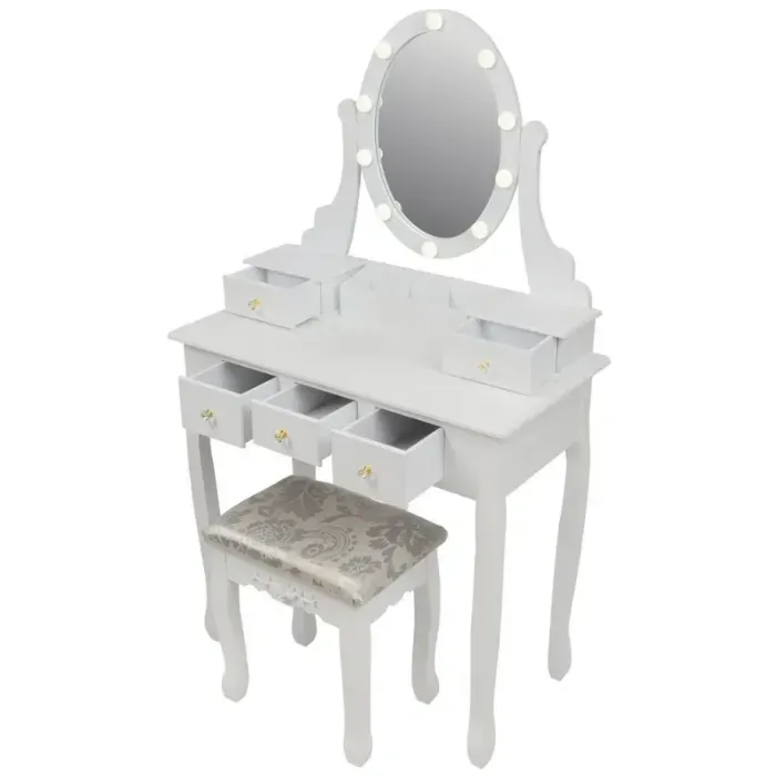 Косметичний туалетний столик з табуретом FUNFIT White LED (2785)