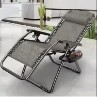 Розкладне крісло шезлонг Zero Gravity LEOBRO Чорна труба