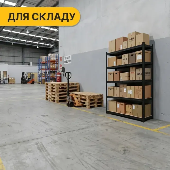 Стелаж LEOBRO Premium Black 180 х 100 х 50 см, 200кг/полиця, 5 полиць (LB-R129)