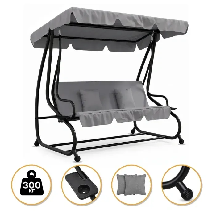 Велика гойдалка з подушками LEOBRO Luxury Grey (LB-1042)