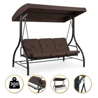 Садова гойдалка з товстим матрацом LEOBRO Luxury Pro Brown (LB-1045)