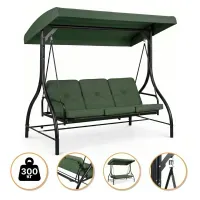 Садова гойдалка з товстим матрацом LEOBRO Luxury Pro Green (LB-1047)