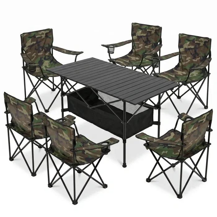 Комплект туристичний - стіл LEOBRO 117x55x50 см та 6 крісел Lite Military