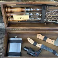 Подарочный набор для барбекю Mzavod Мастер BBQ: шампуры, кейс, фляга, нож и др.