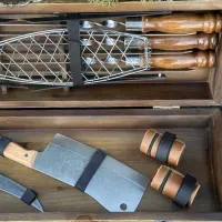 Подарочный набор для барбекю Mzavod Мастер BBQ: шампуры, кейс, фляга, нож и др.