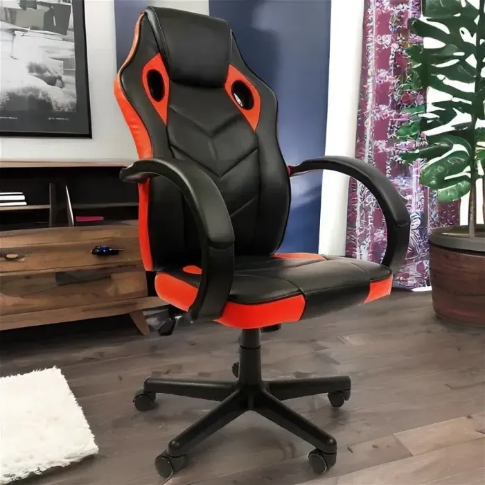 Кресло компьютерное офисное 7F RACER EVO на колесиках с откидной спинкой из экокожи Красное