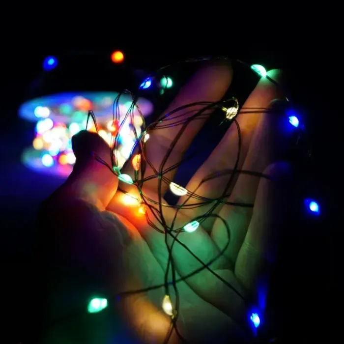 Гірлянда Роса 50м 500 LED мультиколор (різнокольорова) на зеленому дроті, з пультом ДУ, для ялинки та інтер'єру