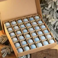 Новогодние шары 36 шт Бархат Голубой 8 см. Бархатные игрушки на елку