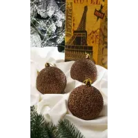 Новогодние шары 18 шт Горошина Коричневый 8 см. Елочные игрушки пластик