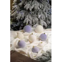 Новорічні кулі 40 шт. "Оксамит" Фіолетовий. Оксамитові кулі на ялинку