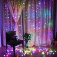 Гірлянда Водоспад 3x2м 320 LED (Штора, Кольорова) Новорічна, Вулична, 8 Режимов, IP44