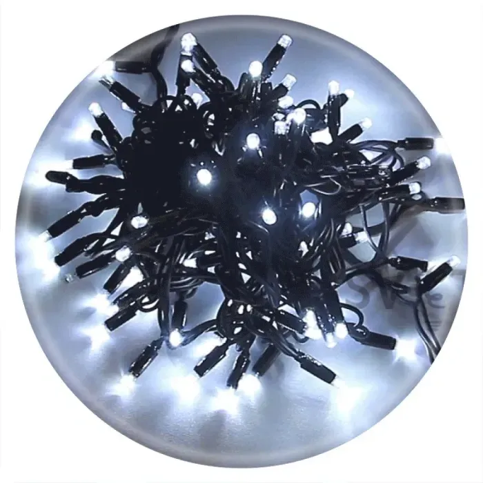 Гірлянда LED 18м (300 LED) Біле світло IP44, вулична/внутрішня, 5 режимів, чорний кабель