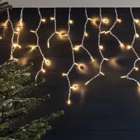 Гирлянда Бахрома LED 5м*0.5м Тепло-белая Белый провод С коннектором для улицы и дома