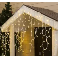 Гирлянда Бахрома LED 5м*0.5м Тепло-белая Белый провод С коннектором для улицы и дома