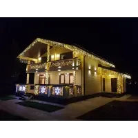 Гирлянда Бахрома LED 5м*0.5м Тепло-белая Белый провод С коннектором для улицы и дома