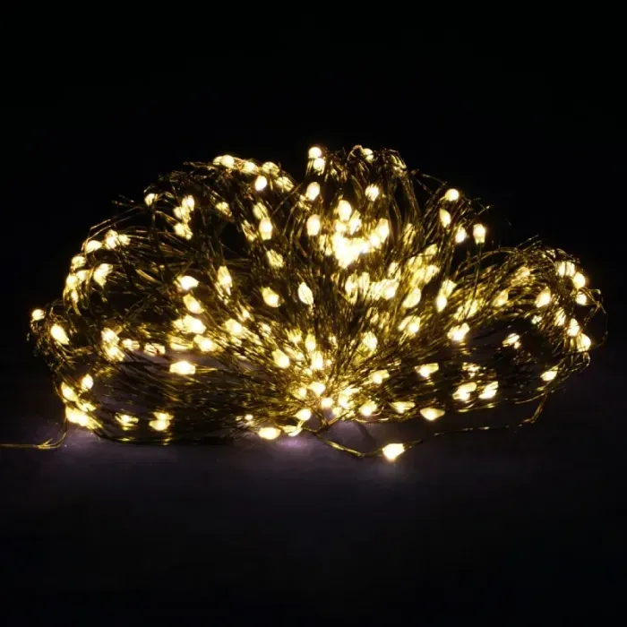 Гірлянда Роса 20м 200 LED: Тепло-біле світло, зелений дріт, для дому та декору