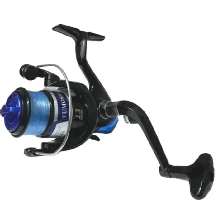 Котушка YUMOSHI MK2000 BLUE з жилкою (12+1) для спінінга/фідера, синя, легка, плавна