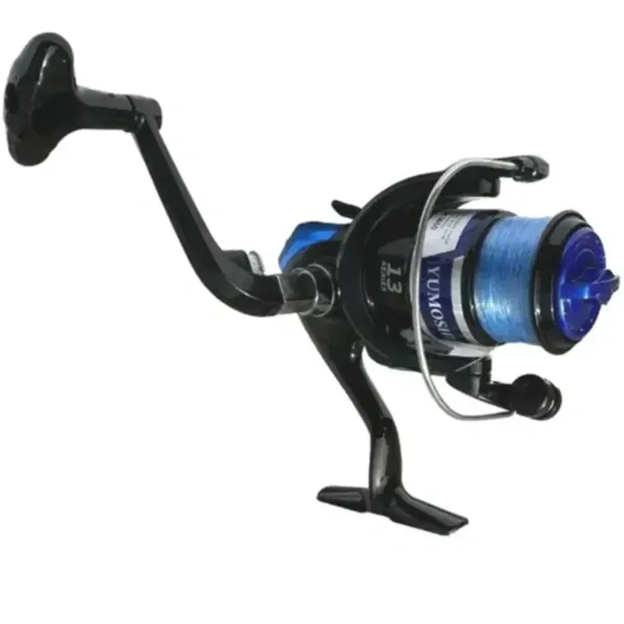 Котушка YUMOSHI MK2000 BLUE з жилкою (12+1) для спінінга/фідера, синя, легка, плавна