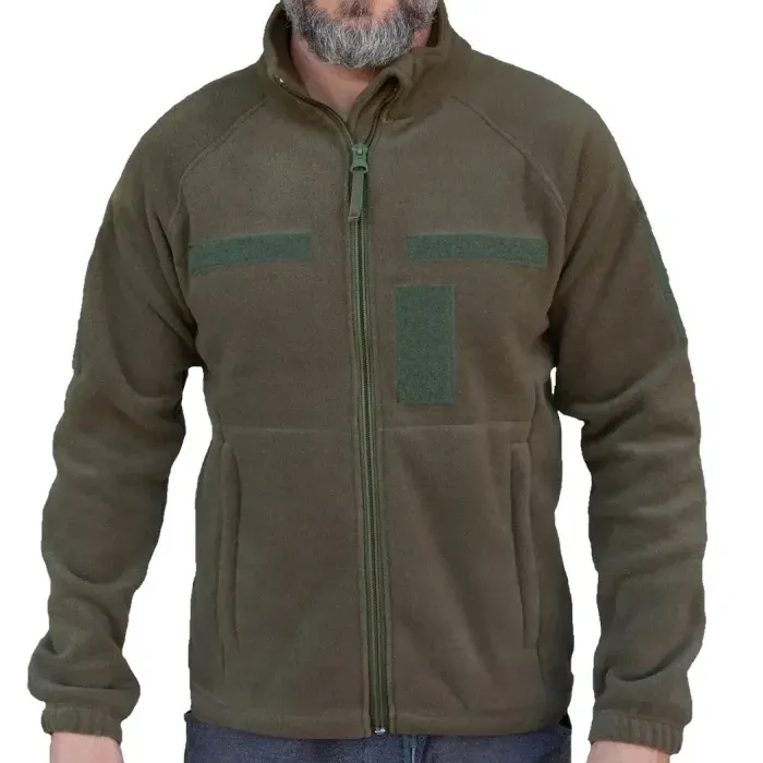 Флисовая кофта Kirasa 320г/м хаки (48) Polartec, теплая, с ветрозащитой и карманами на молнии