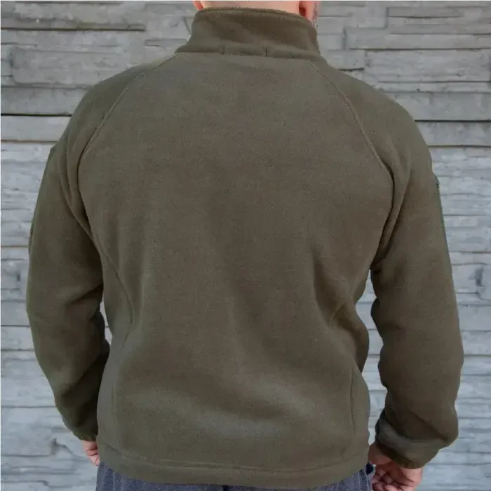 Флисовая кофта Kirasa 320г/м хаки (48) Polartec, теплая, с ветрозащитой и карманами на молнии