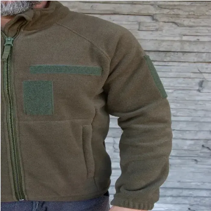 Флисовая кофта Kirasa 320г/м хаки (48) Polartec, теплая, с ветрозащитой и карманами на молнии