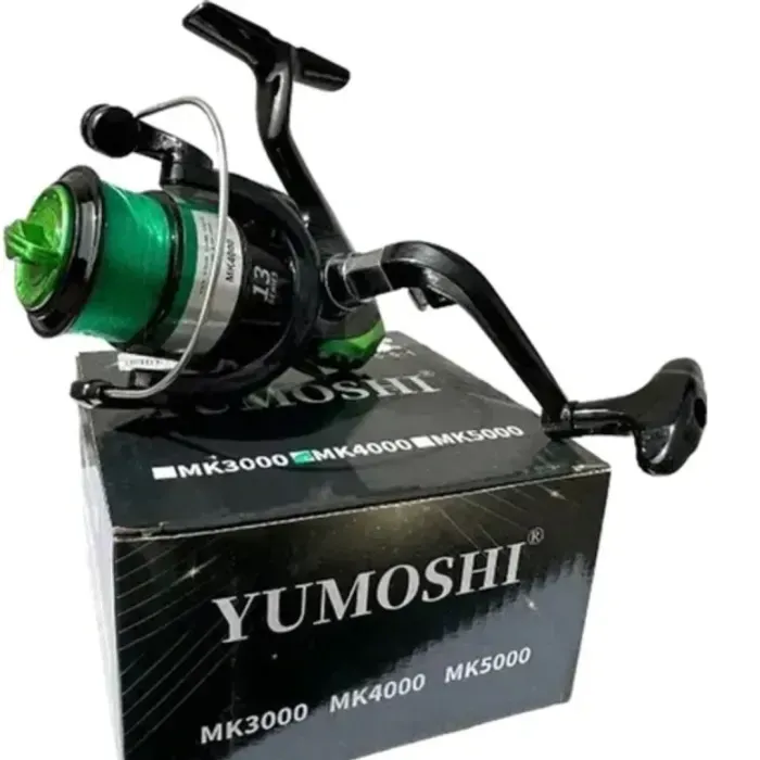 Катушка YUMOSHI MK4000 GREEN (12+1) с леской: спиннинг/фидер, 4000, зеленая, недорогая