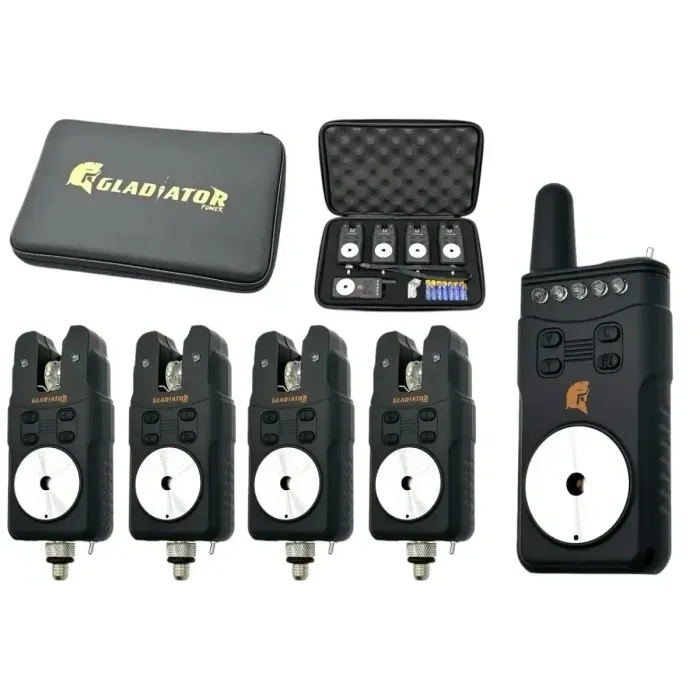Набор сигнализаторов поклевки GLADIATOR RF698 4+1 Black с пейджером, 150м, влагозащита