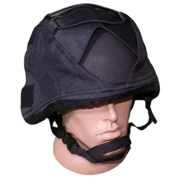 Кавер Kirasa на шлем "Ушастый" черный Cordura 1000d, размер L, защитный чехол, маскировка, крепление шевронов
