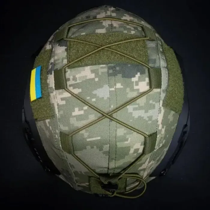 Кавер Kirasa на шлем "Ушастый" черный Cordura 1000d, размер L, защитный чехол, маскировка, крепление шевронов