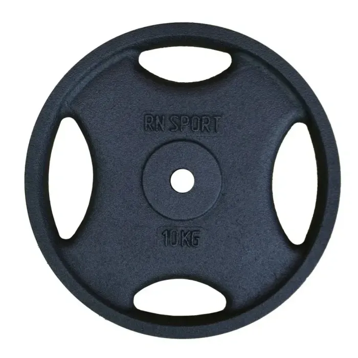 Диск для штанги RN-Sport 10 кг, Ø25мм, Quatro-GRIP, металевий, з хватами, ударостійкий
