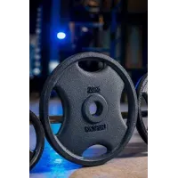 Диск для штанги RN-Sport 20 кг, Ø51 мм, Quatro-GRIP, черный, металл, с хватами, олимпийский, гарантия 5 лет