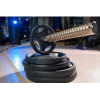 Диск для штанги RN-Sport 20 кг, Ø51 мм, Quatro-GRIP, черный, металл, с хватами, олимпийский, гарантия 5 лет