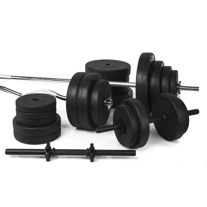 Скамья для жима RN-Sport Black Rock профессиональная со стойками + Штанга и Гантели 80 кг