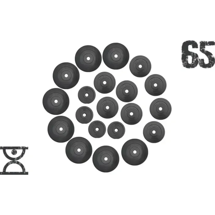 Диски для штанги 65 кг RN-Sport (1.25, 2.5, 5 кг) пластиковые, отверстие 31мм, набор