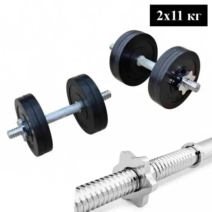Набір гантелі 2x11 кг Rn-Sport гумові, розбірні