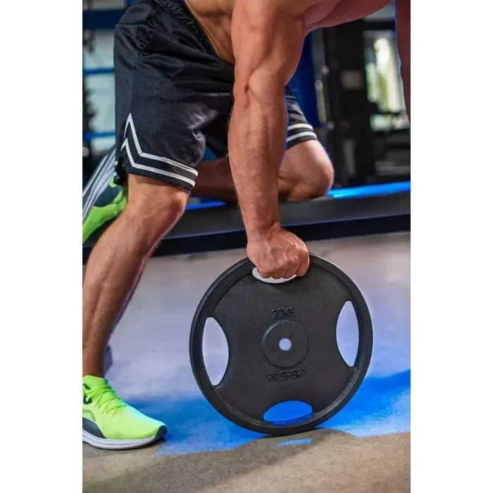 Диск для штанги RN-Sport 20 кг, Ø25мм, Quatro-Grip, металлический, ударопрочный, гарантия 5 лет