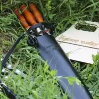 Кожаный чехол для шампуров с деревянными ручками, прочный, натуральная кожа