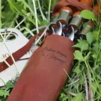 Кожаный чехол для шампуров с деревянными ручками, прочный, натуральная кожа