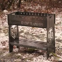 " МАНГАЛ РОЗБІРНИЙ ВИСОКИЙ (з декоративною опорною перегородкою для дров чи вугілля) на 8 шампурів