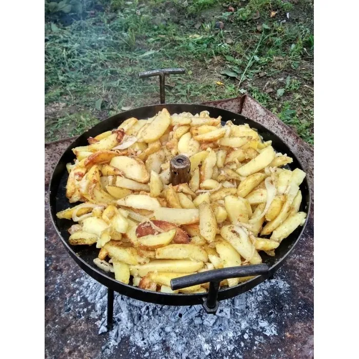 Сковорода из диска бороны с отверстием c ножками 50см из стали с Крышкой
