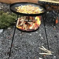 Сковорода из диска бороны 50см с длинными разборными ножками и подставкой для огня с крышкой и чехлом Зеленый