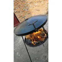 Сковорода из диска бороны 50см с длинными разборными ножками и подставкой для огня с крышкой и чехлом Зеленый