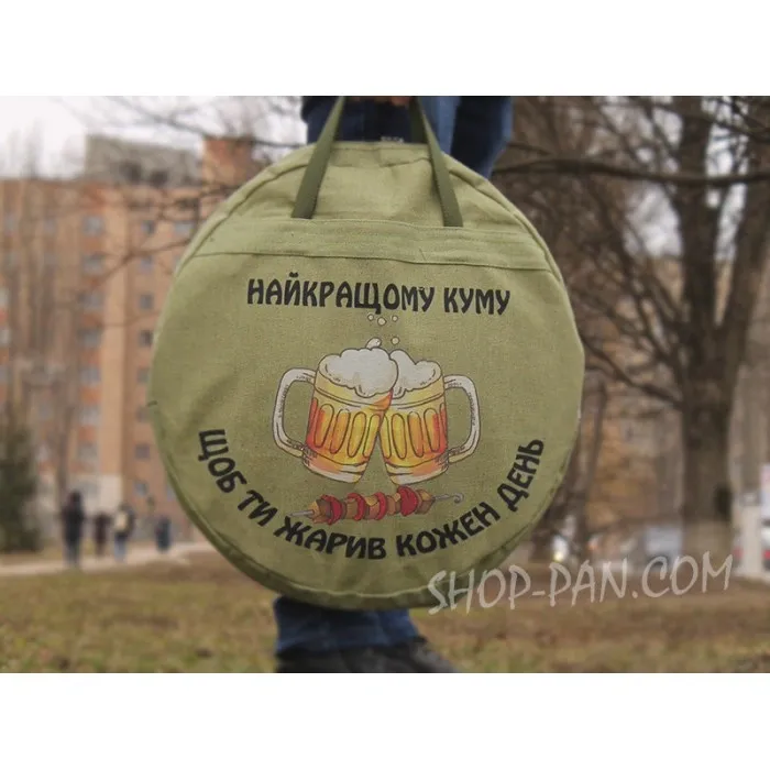 Принт на чехол для сковороды из диска бороны: цветной рисунок, брезент, подарок для пикника