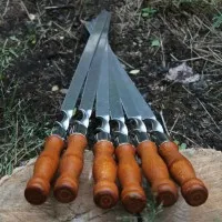 Шампура для люля кебаб и шашлыка с деревянной ручкой 720*20*2,5 мм из нержавеющей стали. Шампура из нержавейки