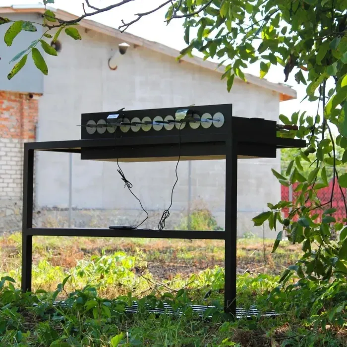 Автомангал Loft со столиком дуб, съемная жаровня 3мм на 12 шампуров, 110x58x92см