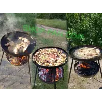 Сковорода из диска с подставкой (садж): ножки 1м + 26см, жаровня для костра, дачи
