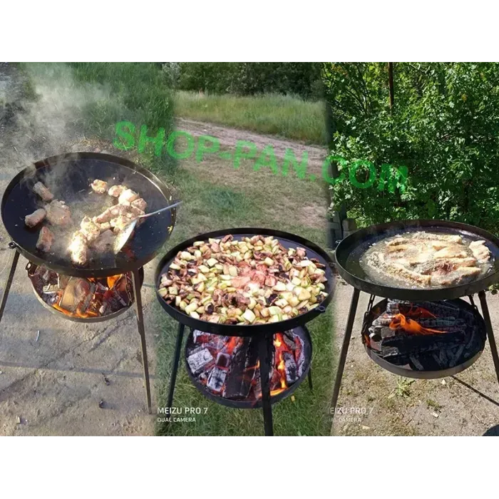 Сковорода из диска с подставкой (садж): ножки 1м + 26см, жаровня для костра, дачи