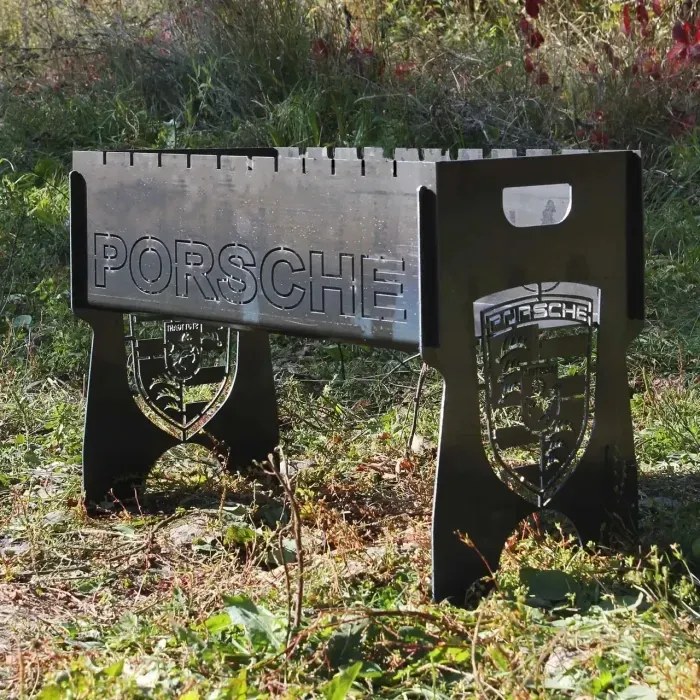 Мангал разборной на 8 шт PORSCHE с индивидуальной гравировкой - в подарок. Мангал для подарка
