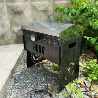 Автоматичний мангал із кришкою на 6 шампурів, 43x32.5x44 см, сталь 3 мм